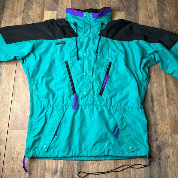 Vintage 90s Columbia Anorak Jacket Men's Large Green Water‎ Resistance 5276 - Picture 3 of 16